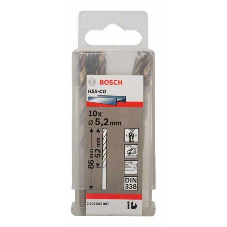 Τρυπάνι κοβαλτίου 5.2mm μετάλλου Bosch HSS-Co DIN 338-2608585887