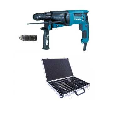 MAKITA Πνευματικό Σκαπτικό SDS-PLUS AVT με Σετ Τρυπανιών 17 Τεμαχίων και Ταχυτσοκ HR2631FT12  MAKITA Πνευματικό Σκαπτικό SDS-PLUS AVT με Σετ Τρυπανιών 17 Τεμαχίων και Ταχυτσοκ HR2631FT12