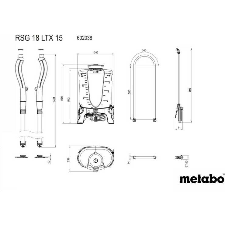 Metabo 18 Volt Ψεκαστήρας Πλάτης Μπαταρίας RSG 18 LTX 15 6.02038.85