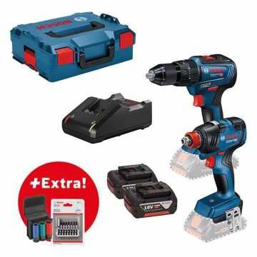 BOSCH Σετ 18 V: GSB + GDX + 2 x GBA 18V 4.0Ah + GAL 18V-40 + σετ εξαρτημάτων 0615990L7E BOSCH Σετ 18 V: GSB + GDX + 2 x GBA 18V 4.0Ah + GAL 18V-40 + σετ εξαρτημάτων 0615990L7E