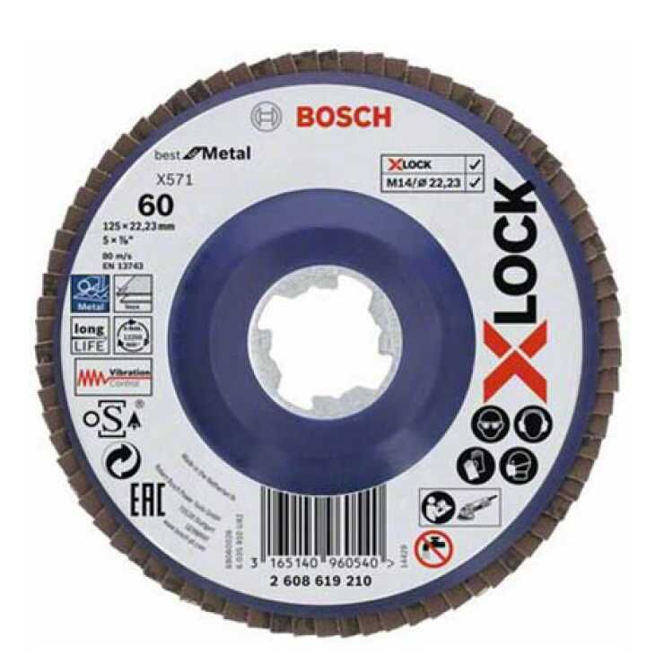 BOSCH  - Δίσκος με Φύλλα X-LOCK X571 Best for Metal 125mm K60 2608619210