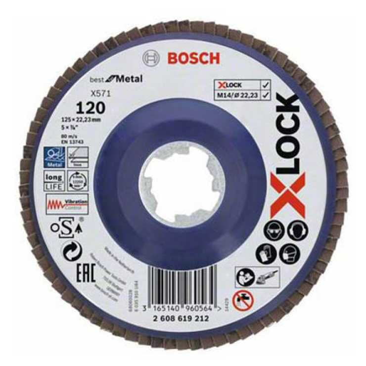 BOSCH  - Δίσκος με Φύλλα X-LOCK X571 Best for Metal 125mm K120 2608619212