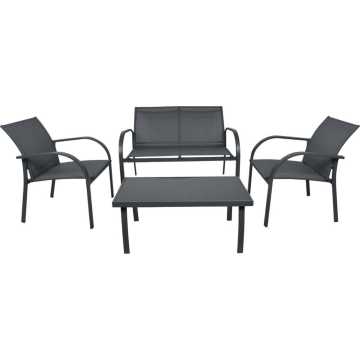 BORMANN ΣΕΤ Σαλόνι Μέταλλο TEXTLINE 4Τεμ. Τραπέζι με Τζάμι BSP1065 029915