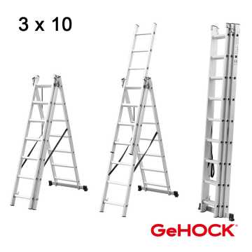 Gehock Τριπλή Σκάλα Επεκτεινόμενη Αλουμινίου 3 x 10 Σκαλοπάτια 10295310 Gehock Τριπλή Σκάλα Επεκτεινόμενη Αλουμινίου 3 x 10 Σκαλοπάτια 10295310