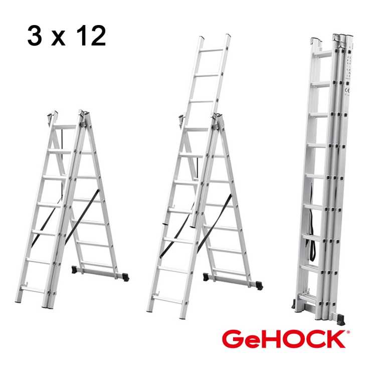 Gehock Τριπλή Σκάλα Επεκτεινόμενη Αλουμινίου 3 x 12 Σκαλοπάτια 10295312
