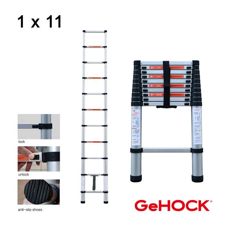 Gehock Τηλεσκοπική Σκάλα Αλουμινίου 11 Σκαλιών 9350320