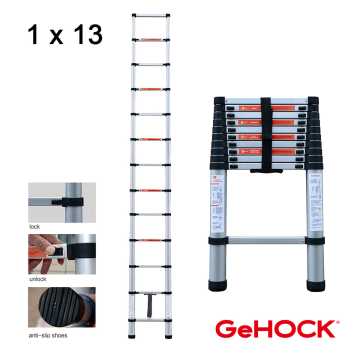 Gehock Τηλεσκοπική Σκάλα Αλουμινίου 13 Σκαλιών 9350380 Gehock Τηλεσκοπική Σκάλα Αλουμινίου 13 Σκαλιών 9350380