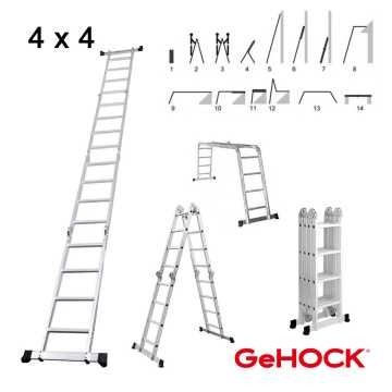 Gehock Πολυμορφική Σκάλα Αλουμινίου 4 x 4 9351475 Gehock Πολυμορφική Σκάλα Αλουμινίου 4 x 4 9351475