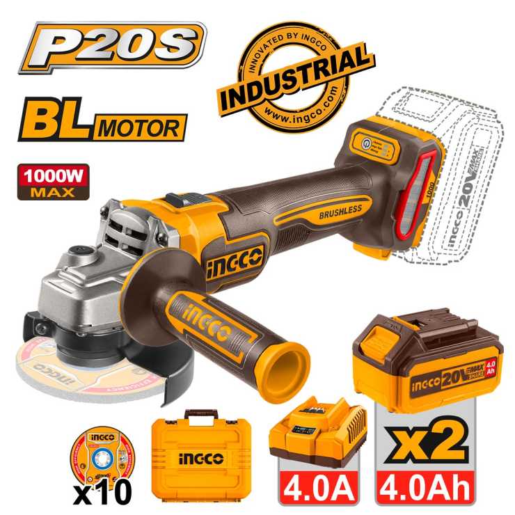 Ingco Γωνιακός Τροχός Μπαταρίας 115mm 20V Li-Ion CAGLI271532