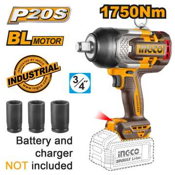 Ingco Κρουστικό Μπουλονόκλειδο Μπαταρίας 20V Li-Ion SOLO 1750-2100Nm CIWLI201751