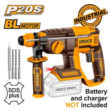 Ingco Πιστολέτο Περιστροφικό Κρουστικό Σκαπτικό Μπαταρίας 20V Li-Ion SOLO 2J CRHLI20208
