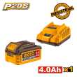 Ingco Μπαταρία 20V 4.0Ah Li-Ion + Φορτιστής 2Α Σετ FBCPK1012E
