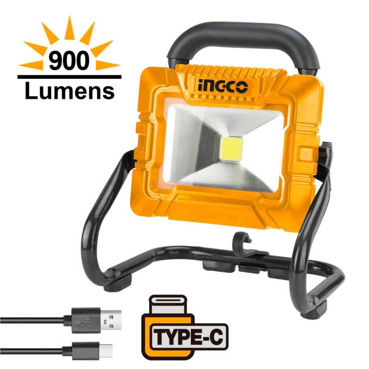 Ingco Προβολέα με Ενσωματωμένη Μπαταρία 3.6V +Καλώδιο USB Type-C 500-900 lumen HRLF4415