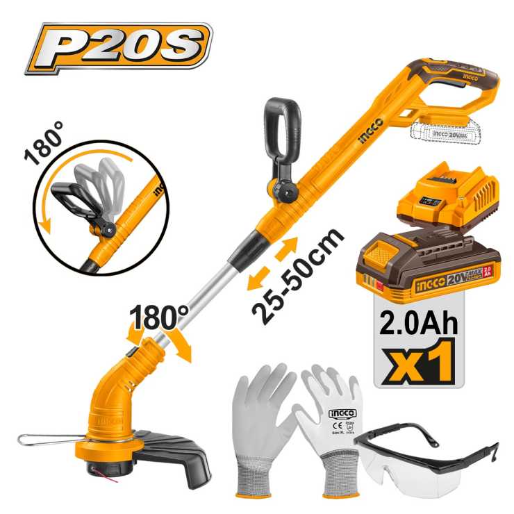 INGCO Θαμνοκοπτικό Μπαταρίας 20V Li-Ion CGTLI20301E