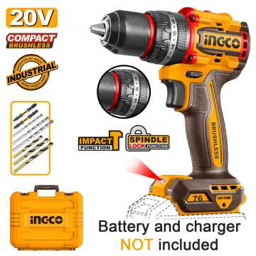 INGCO Κρουστικό Δραπανοκατσάβιδο Compact Μπαταρίας 20V Li-Ion 76Nm SOLO (Χωρίς Μπαταρία και Φορτιστή) CIDLI207686E-S