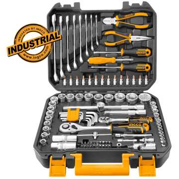 Ingco Σετ Εργαλεία Χειρός και Καρυδάκια 1/4"-1/2" 100 τεμ. HKTHP21001