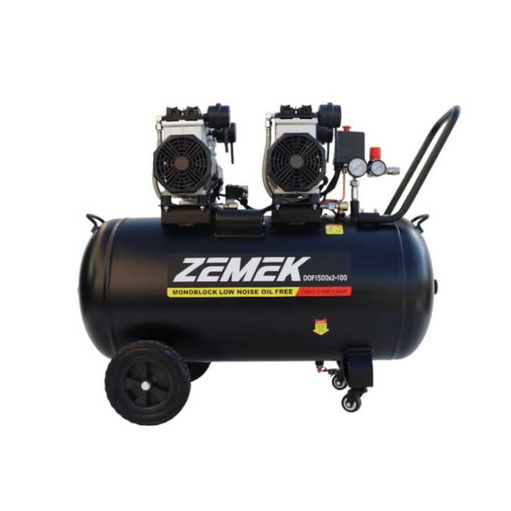 Zemek DOF1500x2-100 Αθόρυβος Αεροσυμπιεστής Χωρίς Λάδι με 2 Αντλίες 3.5HP 100Lt 8Bar 95000014