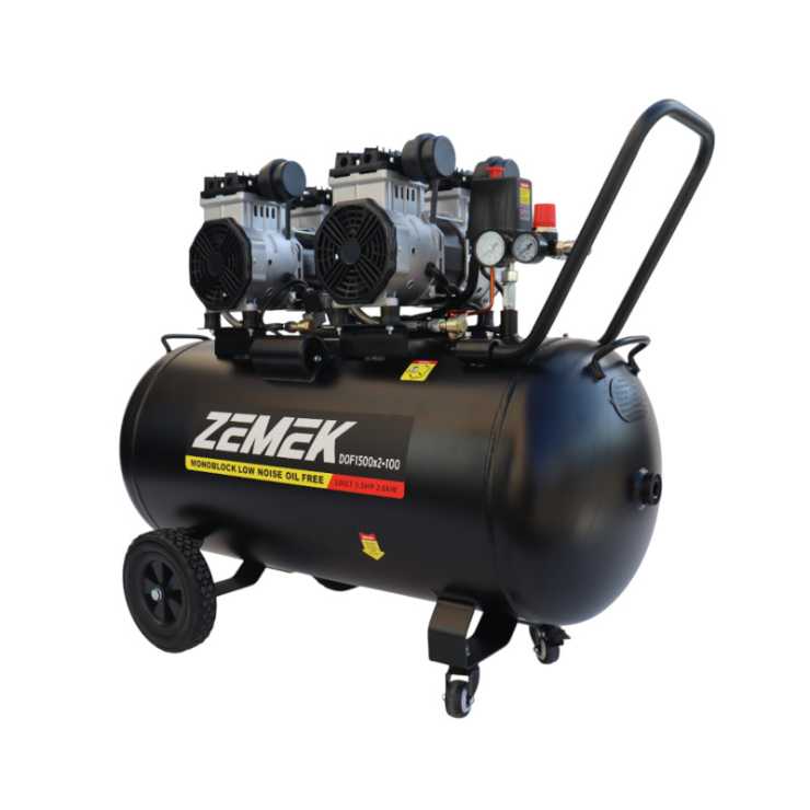 Zemek DOF1500x2-100 Αθόρυβος Αεροσυμπιεστής Χωρίς Λάδι με 2 Αντλίες 3.5HP 100Lt 8Bar 95000014