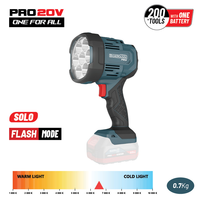 BORMANN Pro BBP3905 Φακός Προβολέας Μπαταρίας 20V, 1000/2500Lm, SOLO (084709)