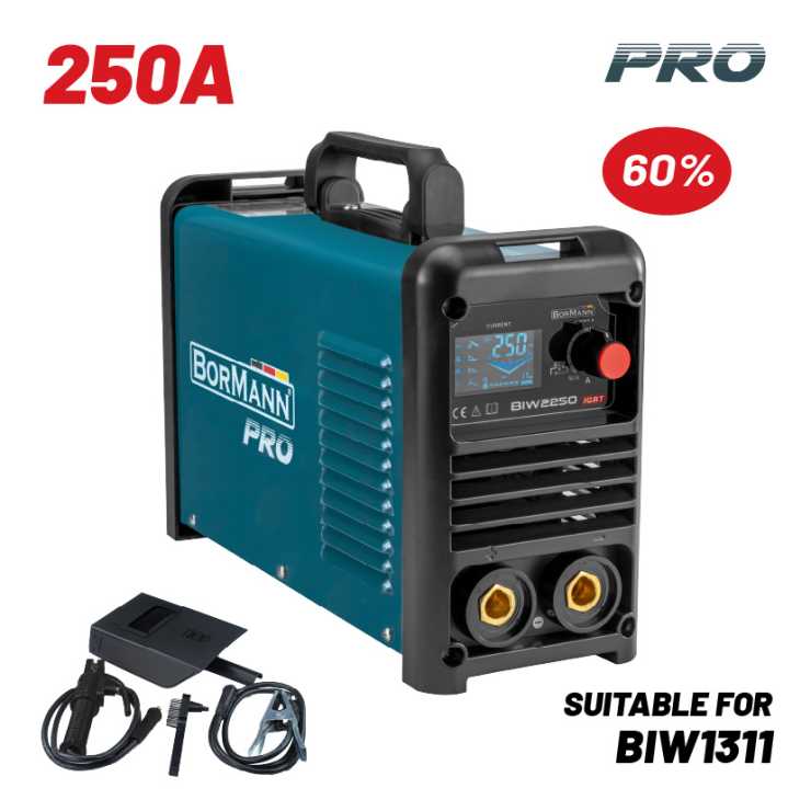 BORMANN Pro BIW2250 Ηλεκτροκόλληση Inverter,Synergic,Απόδοση 250Α/60%,Μεγ.Ηλεκτρόδιο 5mm 061984