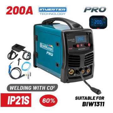 BORMANN Pro BIW1310 Ηλεκτροκόλληση MIG/MMA 200A,Gas/Νο Gas,1/3/5Kg (0,6-1mm) 061991