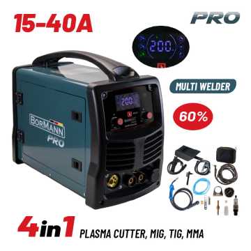 BORMANN Pro BIW4050 ΠΟΛΥΣΥΓΚΟΛΛΗΤΗΣ/ΚΟΦΤΗΣ 4 ΣΕ 1 (PLASMA CUTTER, MIG, TIG, MMA) 15-200Α/20-40Α, 60% 079323