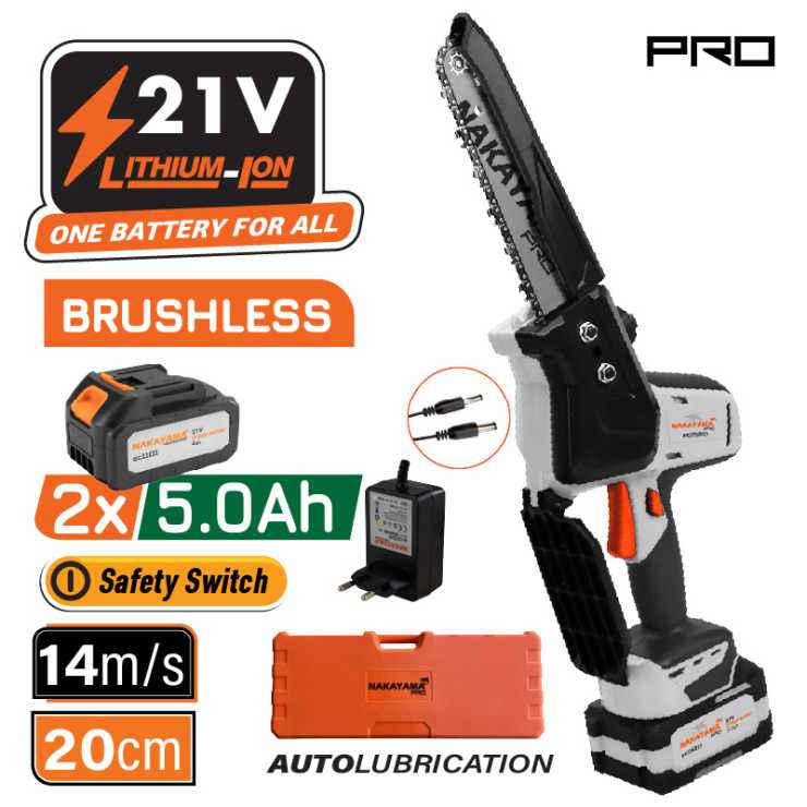 NAKAYAMA Pro EC1520 Κλαδευτικό Αλυσοπρίονο Μπαταρίας 21V,Brushless,Λάμα 20cm 082927