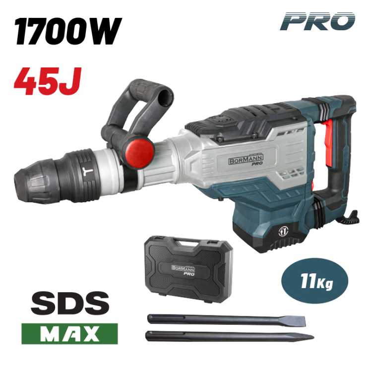 BORMANN Pro BDH3250 Κατεδαφιστικό Πιστολέτο SDS-MAX,1700W,45J,200-2100bpm & Βαλίτσα με Καλέμι-Βελόνι 083498