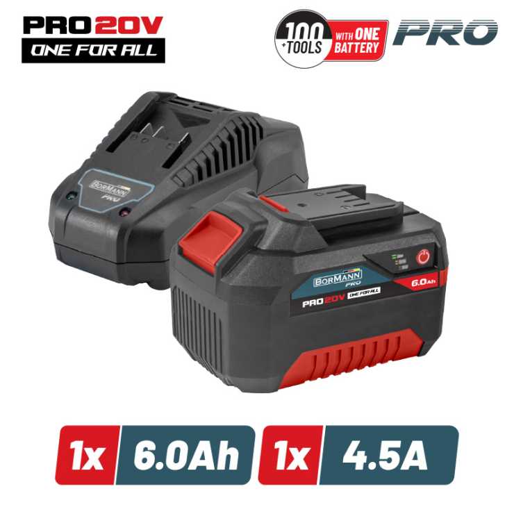 BORMANN Pro BBP9960 Starter Kit 20V,Μπαταρία 6.0Αh & Φορτιστής 4.5Α 083641
