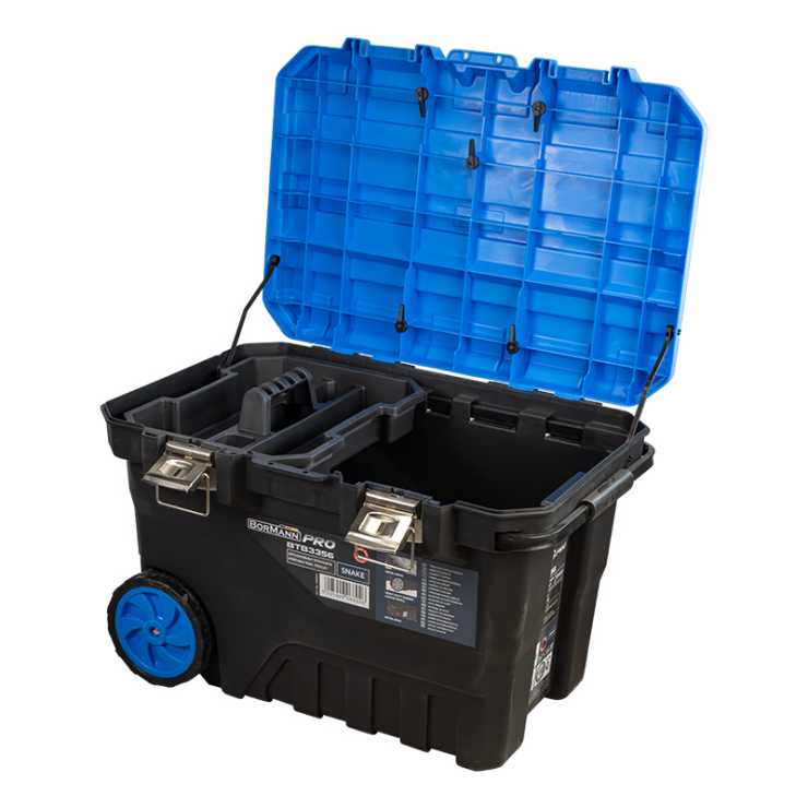 BORMANN Pro BTB3356 Εργαλειοθήκη Πλαστική "Snake" με Ρόδες, Tηλεσκοπική Λαβή & Ταμπακέρα 066026