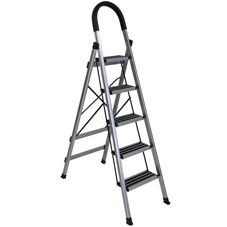 BORMANN BHL7035 Σκάλα Αλουμινίου Οικιακής Χρήσης 4+1 Σκαλιά, Αντιολισθητική 069973