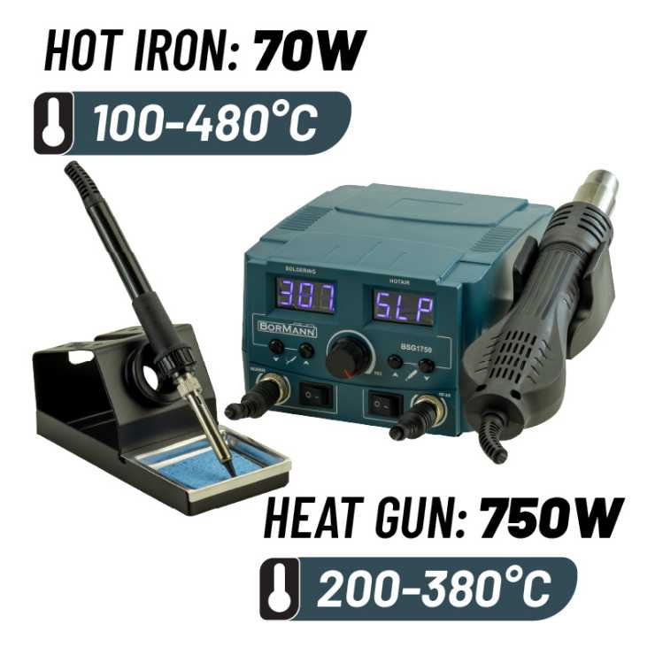 BORMANN BSG1750 Σταθμός Κόλλησης 750W με Ρύθμιση Θερμοκρασίας 100°C-480°C 075387
