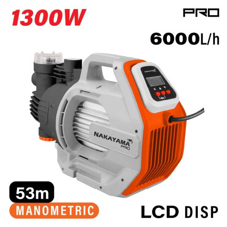 NAKAYAMA Pro NP2150 Πιεστικό Συγκρότημα με Ενσωματωμένο Ψηφιακό Ελεγκτή 1300W,6000L/h,LCD Οθόνη 081203