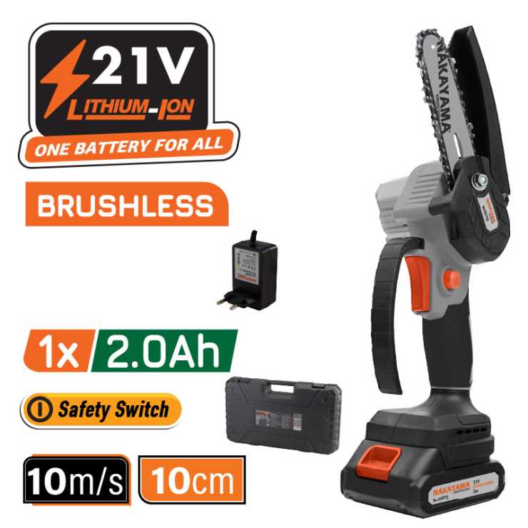 NAKAYAMA EC1040 Κλαδ Αλυσοπρίονο Μπαταρίας 20V,Brushless, Λάμα 10cm, 815gr,1/4"1.1mm 28οδ.11m,1x2ah 082453