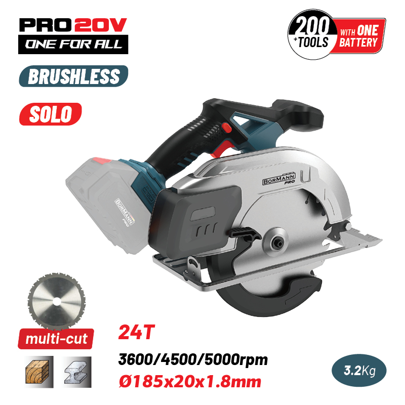 BORMANN Pro BBP5355 Δισκοπρίονο Ξύλου/Μετάλλου Μπαταρίας 20V,Li-Ion,3600/4500/5000rpm,Κοπή 64mm,SOLO 084495