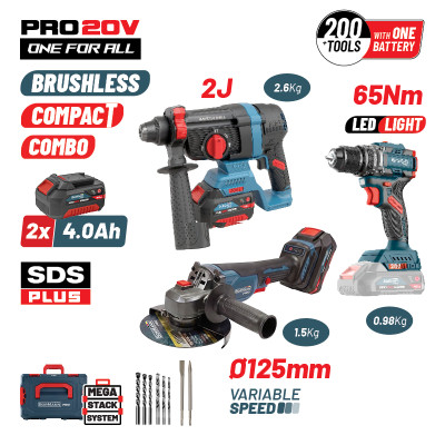 BORMANN Pro BBP5436X44T3CA Σετ Compact Brushless Kρουστικό Δραπ/βιδο & Γωνιακός Τροχός Brushless 085041