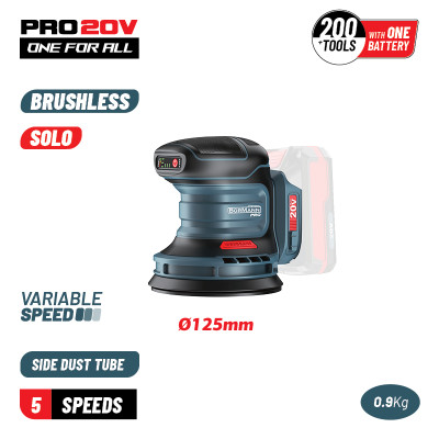 BORMANN Pro BBP5413 Τριβείο Έκκεντρο Brushless Μπαταρίας 20V,Li-Ion,125mm,5 Ρυθμίσεις Ταχύτητας,SOLO 085089