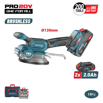 BORMANN Pro BBP5426X22C Βεντούζα-Δονητής Πλακιδίων 20V,Li-Ion,2x2Ah,130mm,60kg,3500-8000rpm 085157