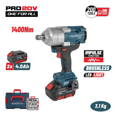 BORMANN Pro BBP5392X44CΑΜπουλονόκλειδο Brushless Mπαταρίας 20V,Li-Ion,1400Nm,0-900/1200/1500rpm,SOLO (088592)
