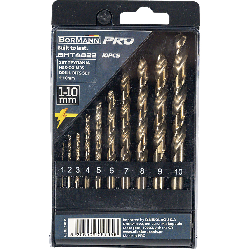 BORMANN Pro BHT4822 Σετ Τρυπάνια HSS-Co M35 10pcs 1-10mm 057956