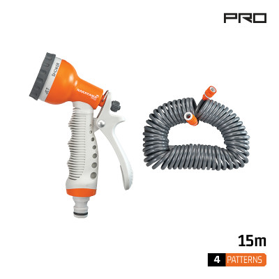 NAKAYAMA Pro GH9244 Σετ Λάστιχο Σπιράλ 15m Με Πιστόλι Ποτίσματος 062844