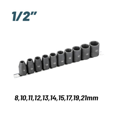 BORMANN Pro BHT7703 Σετ Καρυδάκια Αέρος 1/2'' , 8,10,11,1213,14,15,17,19,21mm, 10τεμ 075158