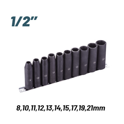 BORMANN Pro BHT7704 Σετ Καρυδάκια Aέρος Μακρυά 1/2'', 8,10,11,1213,14,15,17,19,21mm 10TEM 075165