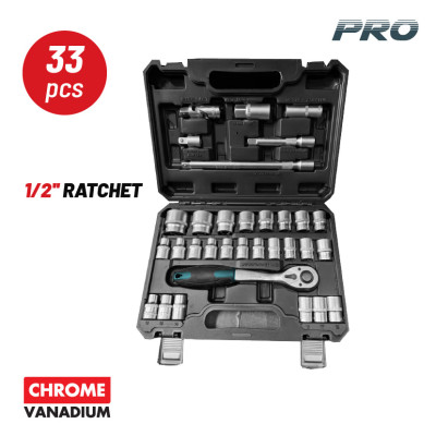 BORMANN Pro BHT5110 Σετ Καρυδάκια 1/2'' με Καστάνια και Προέκταση,33τεμ 077794