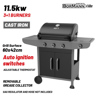 BORMANN Elite  BBQ6031 Ψησταριά Υγραερίου FORGE 3+1 Εστιών με Μαντεμένια Σχάρα 084174