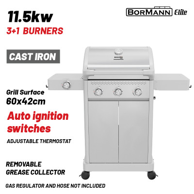 BORMANN Elite BBQ7031 Ψησταριά Υγραερίου LEGEND 3+1 Εστιών με Μαντεμένια Σχάρα LUXURY TYPE 084211