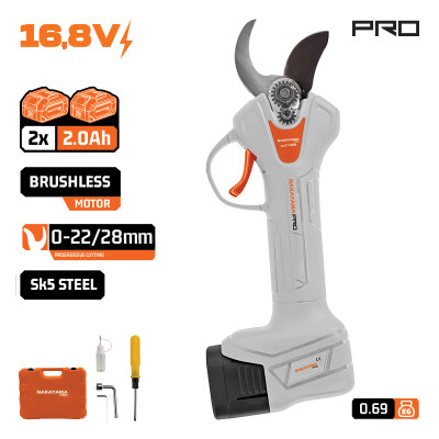 NAKAYAMA PRO EC1428 Ψαλίδι Κλάδου Brushless Μπαταρίας 16.8V,0-22/28mm,1kg,2x2Ah Li-Ion 084969