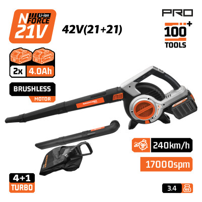 NAKAYAMA Pro EC1715X44 Φυσητήρας Απορροφητήρας Μπαταρίας 42V,Brushless,2x4Ah,5 Ταχύτητες,288km/h 085317