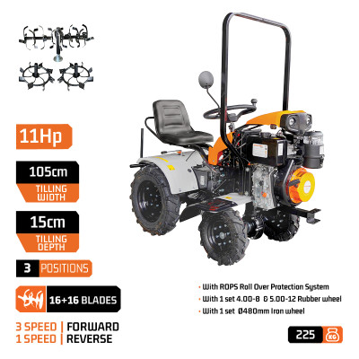 NAKAYAMA Pro MB9320 Τρακτέρ/Σκαπτικό Πετρελαίου 4WD/2WD 11Hp Με Μίζα, 1050mm,3+1Ταχ. 16+16 Μαχαίρια 086154