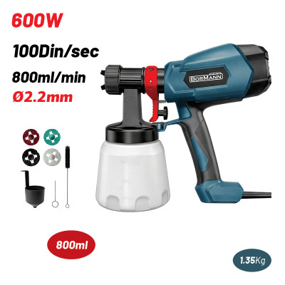 BORMANN BPG8110 Πιστόλι Βαφής Ηλεκτρικό HVLP 600W, 800ml, 100din, Φ1.5/1.8/2.6mm 086505